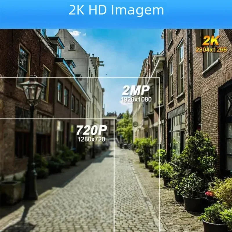 Câmera de Segurança WiFi 2K 3MP Sem Fio com Bateria, Holofote